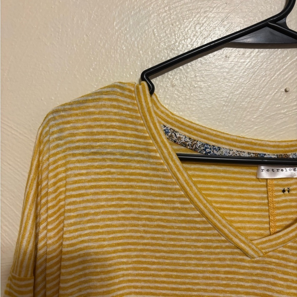 Striped V-Neck Blouse in Yellow - Picture 6 of 8
